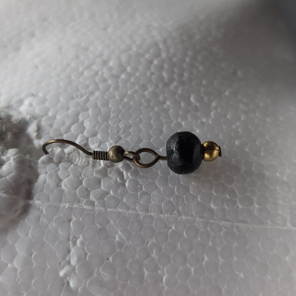 💵2/$10Bundle and Save💵 Black Wooden Bead Focus Drop Dangle Hook Earrings - Picture 3 of 6